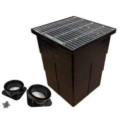 U.S. TRENCH DRAIN 80072G 18 in. Storm Water Pit and Catch Basin for Modular Trench and Channel Drain Systems with Galvanized Steel Grate