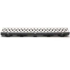 U.S. TRENCH DRAIN 83503 Compact Series 5.4 in. W x 3.2 in. D x 39.4 in. L Black Channel and Stainless Steel Grate with Bottom Outlet