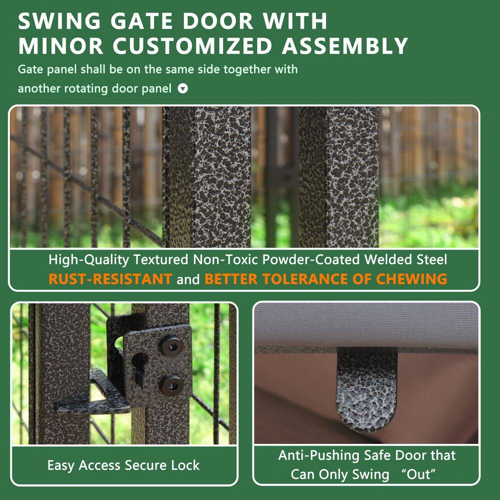 VEIKOUS PS0101-01-2 4.5 ft. x 4.5 ft. Dog Kennel Outdoor Dog Enclosure with Rotating Feeding Door and Polyester Cover11