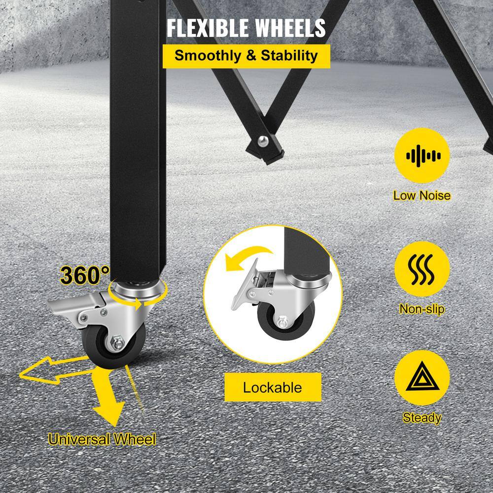 VEVOR Single Fold Security Gate 7 ft. H x 7 ft. W Steel Accordion Security Gate with Padlock 360° Rolling Gate4