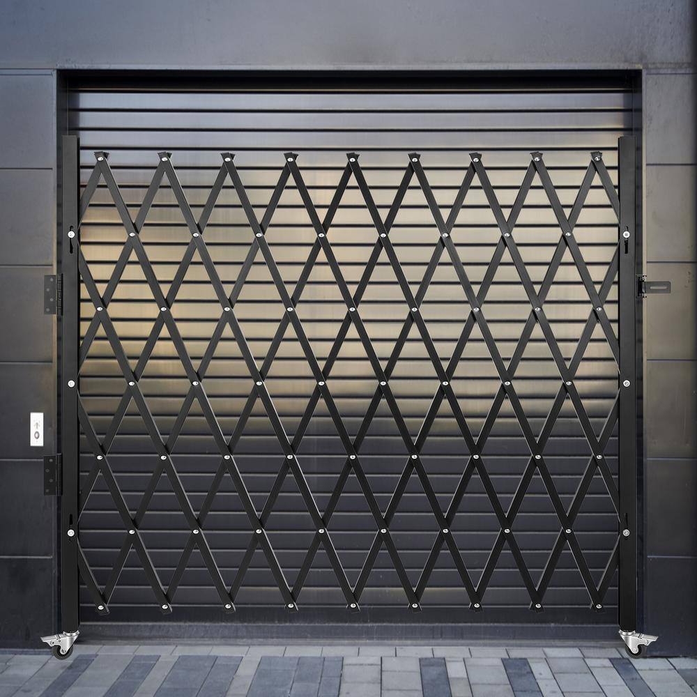 VEVOR Single Fold Security Gate 7 ft. H x 7 ft. W Steel Accordion Security Gate with Padlock 360° Rolling Gate7