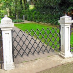 VEVOR Single Folding Security Gate 63.39 in. H x 70 in. W Black Steel Fold Door Gate 360° Rolling Casters Garden Fence Panel