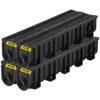 VEVOR Trench Drain System Channel Drain with Plastic Grate 5.9 x 7.5 in. HDPE Drainage Trench Black Plastic Garage Floor Drain