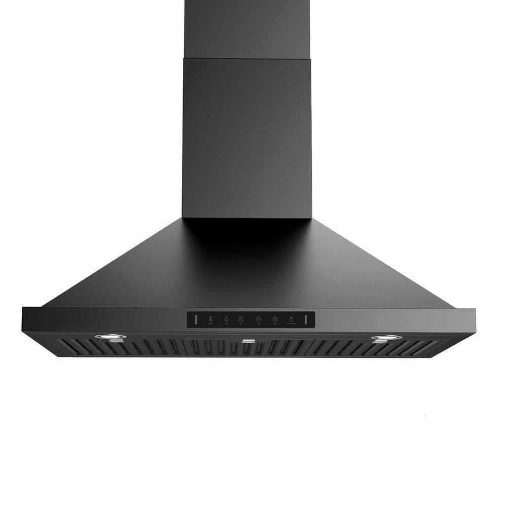 VIKIO PRO BG02-36-H 36 in. 600 CFM Ducted Wall Mount Range Hood in Black Stainless Steel with Gesture Control Charcoal Filter and LED light VIKIO PRO BG02-36-H 36 in. 600 CFM Ducted Wall Mount Range Hood in Black Stainless Steel with Gesture Control Charcoal Filter and LED light