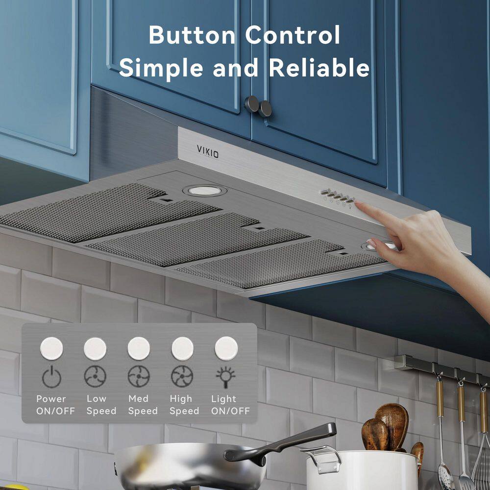 VIKIO PRO VC10-36 36 in. 400 CFM Ducted Under Cabinet Range Hood in Stainless Steel with Dual Motor and Push Button Control, Low Noise1