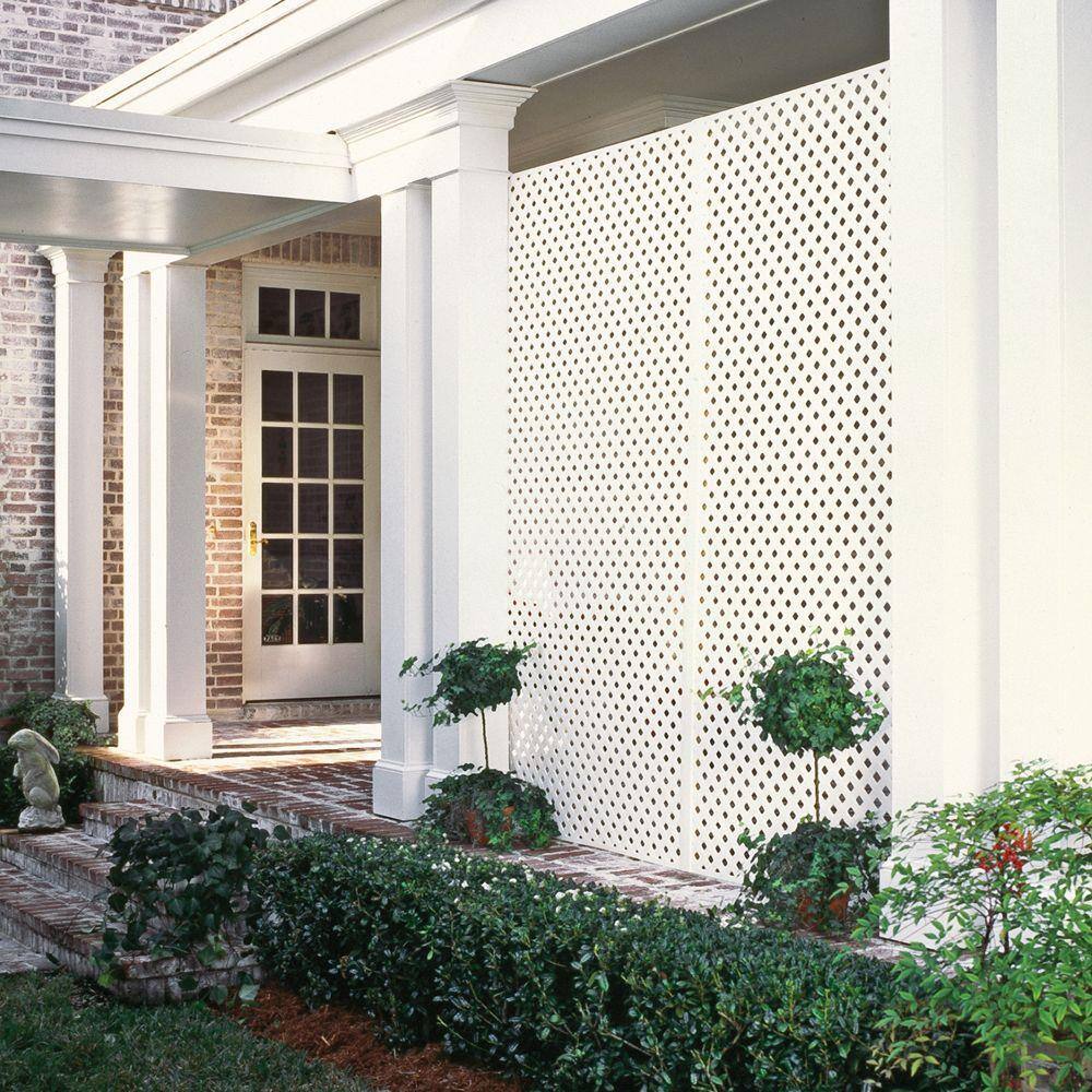 Veranda 73004042 4 ft. x 8 ft. White Privacy Diamond Vinyl Lattice Panel - Framed3