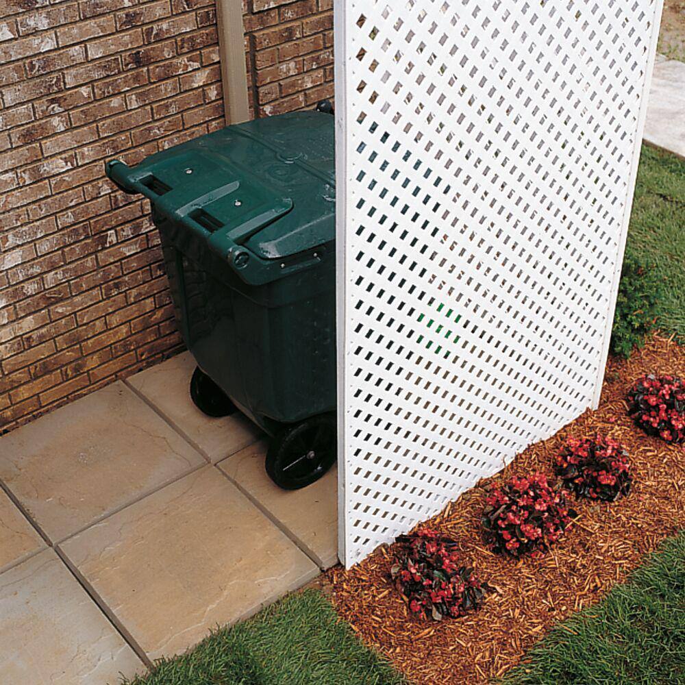 Veranda 73004042 4 ft. x 8 ft. White Privacy Diamond Vinyl Lattice Panel - Framed9