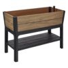 Vigoro 260757 Oak Vinyl Resin Garden Bed Planter with Storage Shelf (44 in. L x 18 in. W x 31 in. H)