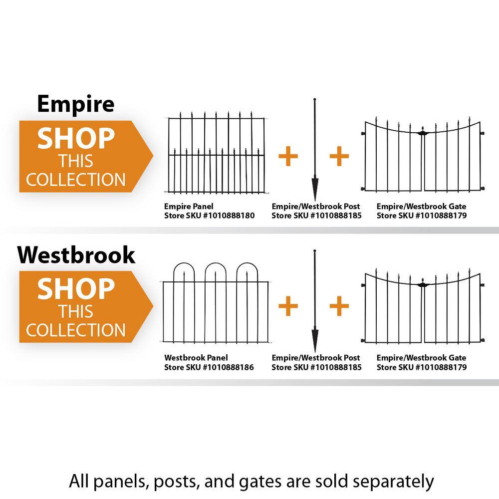 Vigoro 860350 Empire Westbrook 28 in. Black Steel Decorative Garden Fence Gate2