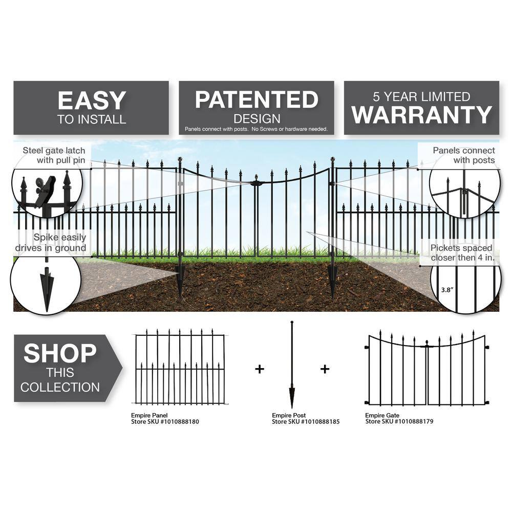 Vigoro 860350 Empire Westbrook 28 in. Black Steel Decorative Garden Fence Gate3