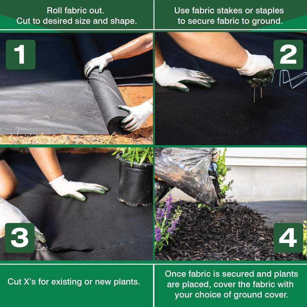 Vigoro NMV04100B 4 ft. x 100 ft. Medium Duty Weed Barrier Landscape Fabric12