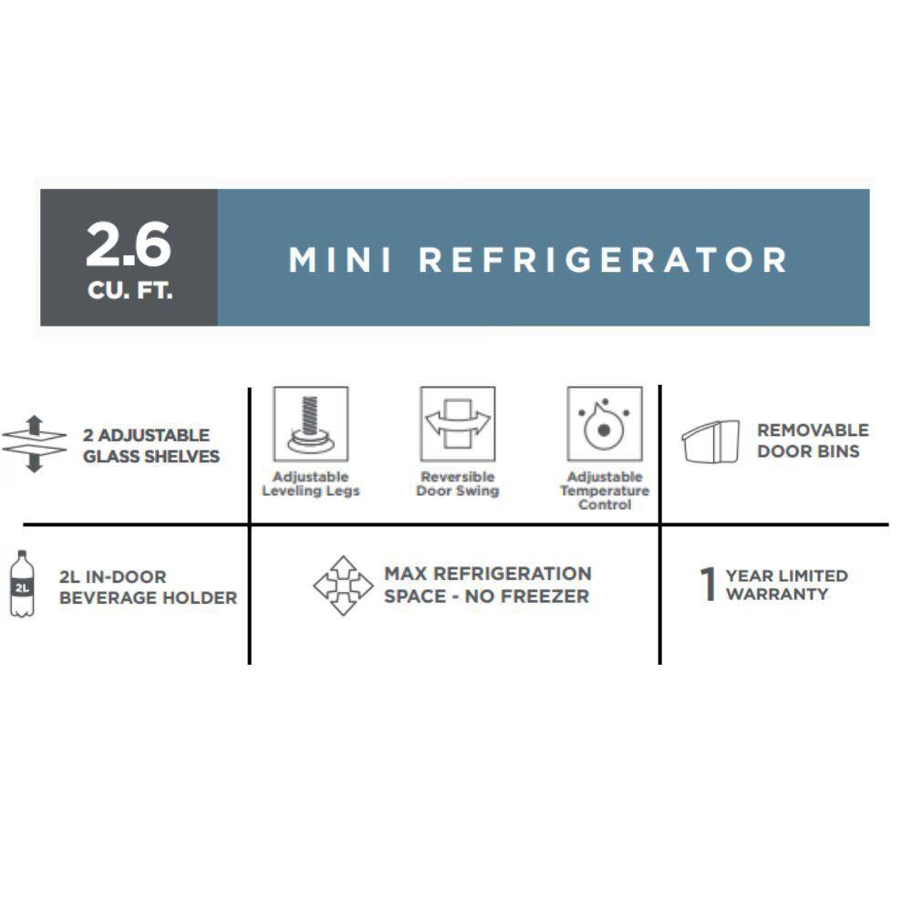 Vissani HVAR26GSE 2.6 cu. ft. Mini Refrigerator in Stainless Steel, ENERGY STAR4