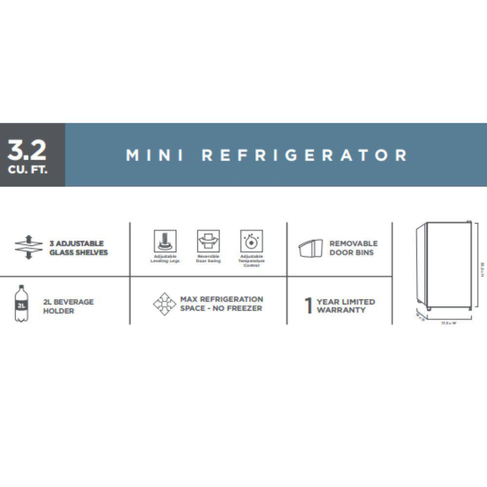 Vissani HVAR32WE 3.2 cu. ft. Mini Refrigerator in White, ENERGY STAR5