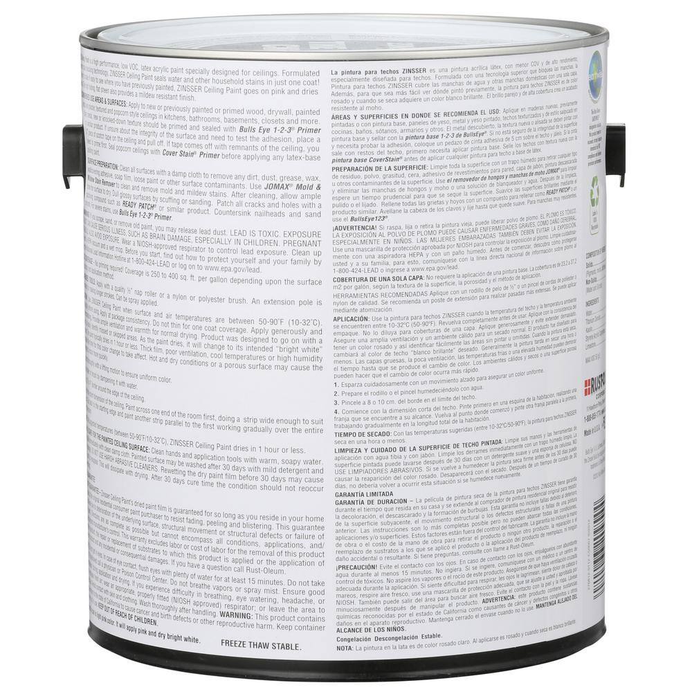 Zinsser 260967 1 gal. Flat Bright White Ceiling Paint and Primer in One (2-Pack)1