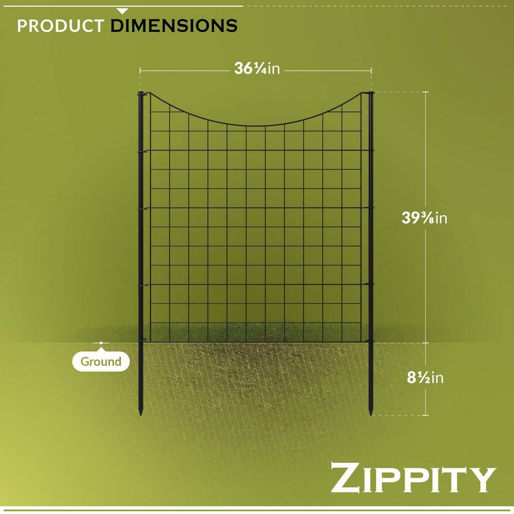 Zippity Outdoor Products WF29006 3.25 ft. H x 3 ft. W Zippity Black Metal Garden Fence Panel with Stakes (5-pack)0