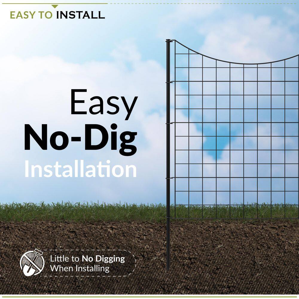 Zippity Outdoor Products WF29006 3.25 ft. H x 3 ft. W Zippity Black Metal Garden Fence Panel with Stakes (5-pack)4