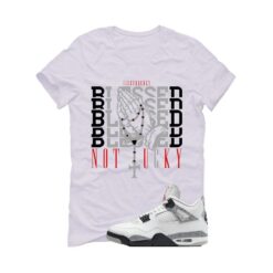  Jordan 4 White Cement White T-Shirt (Blessed not lucky) FV5029-100