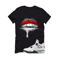 Jordan 4 White Cement Black T-Shirt (Lips) FV5029-100