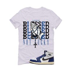 Jordan 1 Rare Air Deep Royal Blue White T-Shirt (Blessed not lucky) DZ5485-100