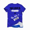 Jordan 12 Blueberry Royal Blue T-Shirt (Love is Fake) CT8013-140