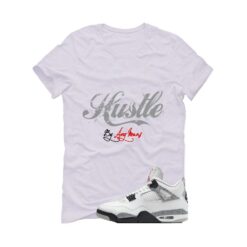 Jordan 4 White Cement White T-Shirt (Hustle By Any Means) FV5029-100