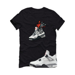 Jordan 4 White Cement Black T-Shirt (Splash Shoe) FV5029-100