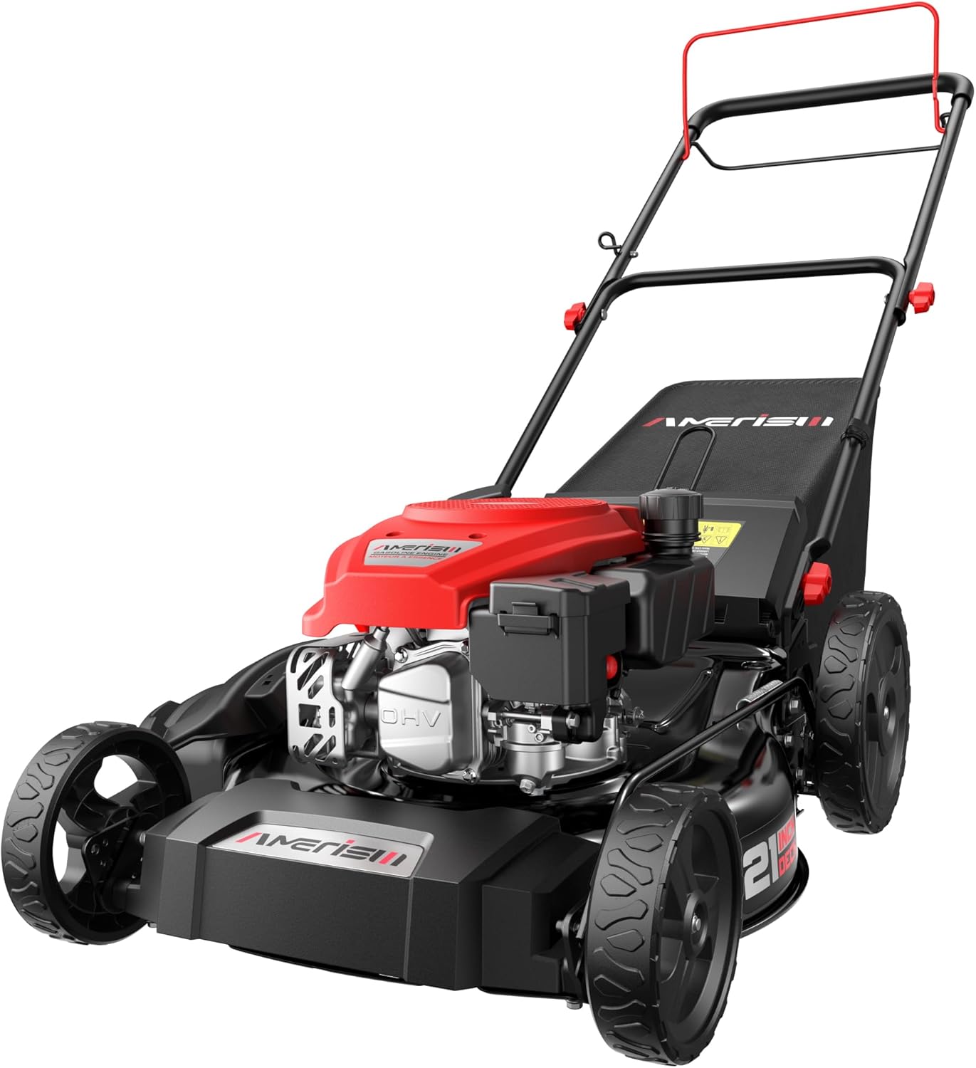 AMERISUN AV8621S1 Self-Propelled Gas Lawn Mower AMERISUN AV8621S1 Self-Propelled Gas Lawn Mower, 170cc OHV Engine with High-Velocity Cooling, 21" Steel Deck, 1.4-Bushel Grass Catcher, 6-Position Height Adjustment, 3-in-1 Mulching & Discharge System