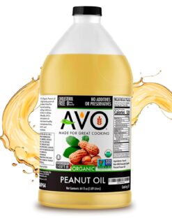 AVO Made for Great Cooking Organic Peanut Oil Half Gallon - Perfect for Cooking & Deep Frying - Ideal for Chefs, Moms, and Grillers - Bulk Organic Peanut Oil for Deep Frying Turkey