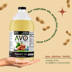 AVO Made for Great Cooking Organic Peanut Oil Half Gallon - Perfect for Cooking & Deep Frying - Ideal for Chefs, Moms, and Grillers - Bulk Organic Peanut Oil for Deep Frying Turkey