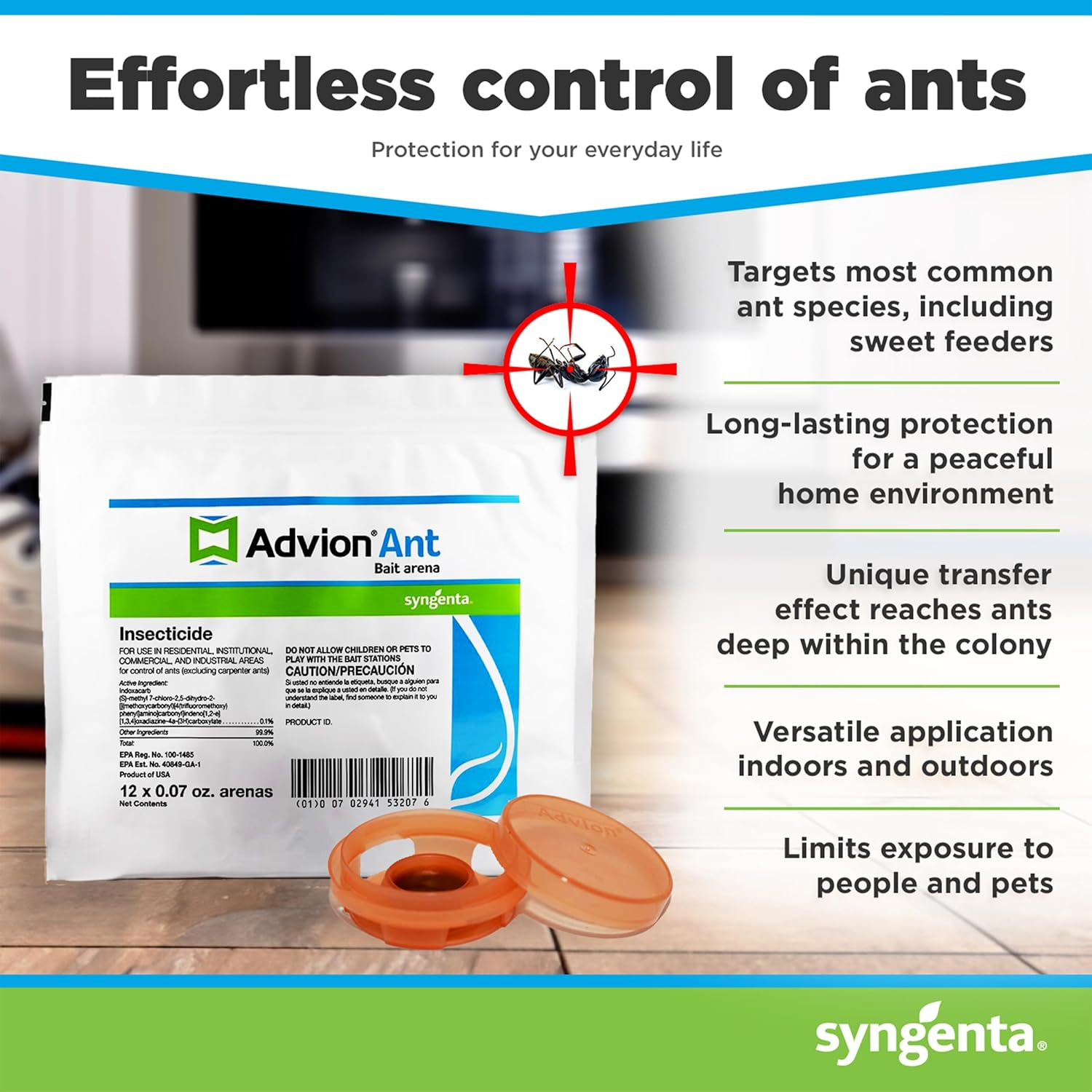 Advion Ant Bait Arena, 12-Count Bag, Effective Bait in A Small Plastic Arena for Easy Placement, Formulated with 0.1% Indoxacarb, Indoor and Outdoor Use, for Control of Most Major Ant Species6