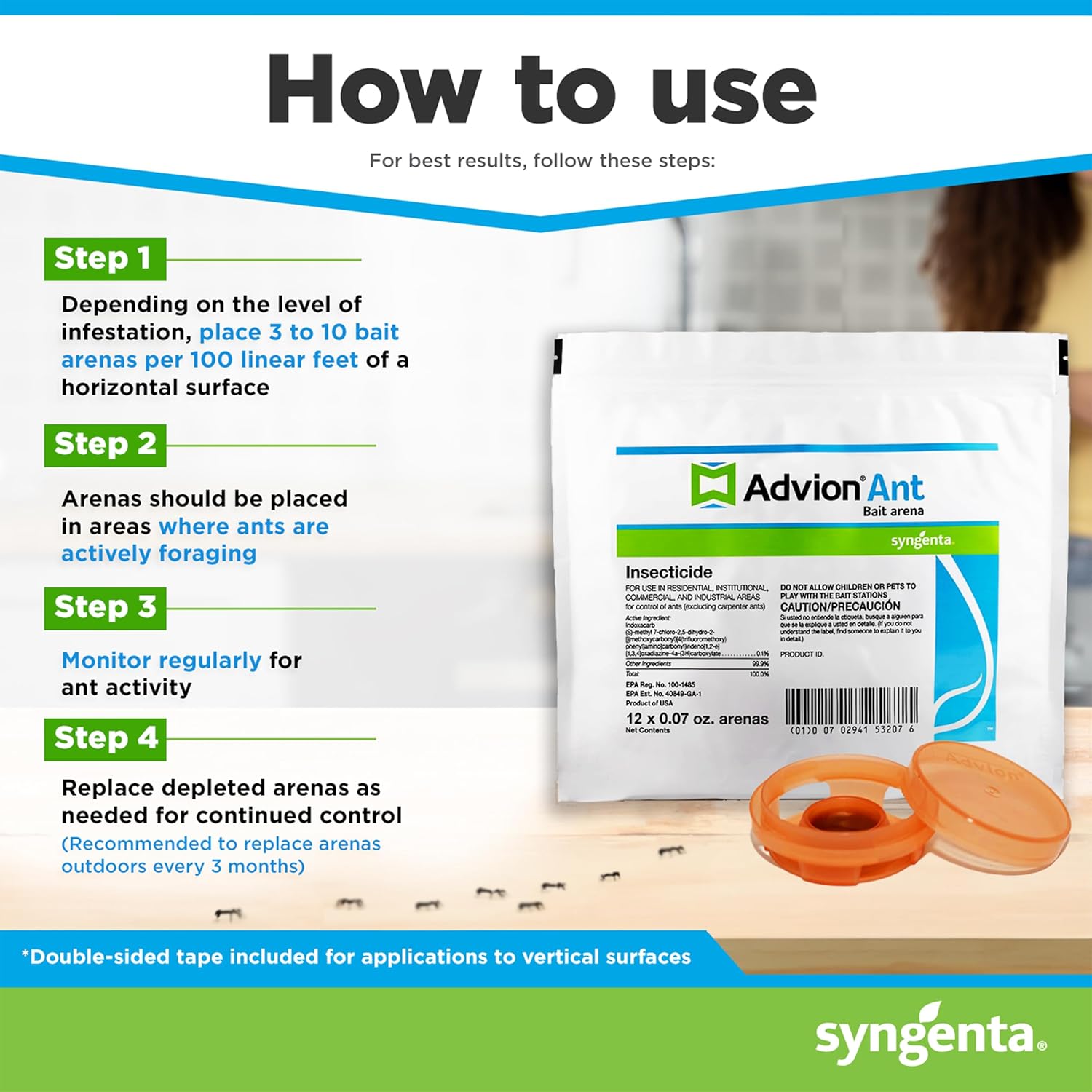 Advion Ant Bait Arena, 12-Count Bag, Effective Bait in A Small Plastic Arena for Easy Placement, Formulated with 0.1% Indoxacarb, Indoor and Outdoor Use, for Control of Most Major Ant Species7