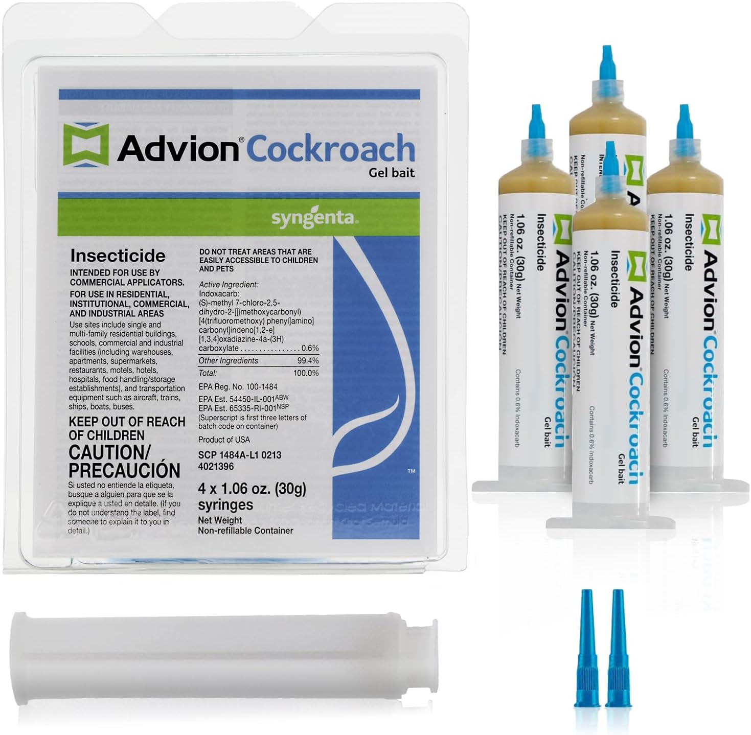 Advion Cockroach Gel Bait, 4 Tubes x 30-Grams, 1 Plunger and 2 Tips, German Roach Insect Pest Control, Indoor and Outdoor Use, Roach Killer Gel for American, German and Other Major Cockroach Species Advion Cockroach Gel Bait, 4 Tubes x 30-Grams, 1 Plunger and 2 Tips, German Roach Insect Pest Control, Indoor and Outdoor Use, Roach Killer Gel for American, German and Other Major Cockroach Species