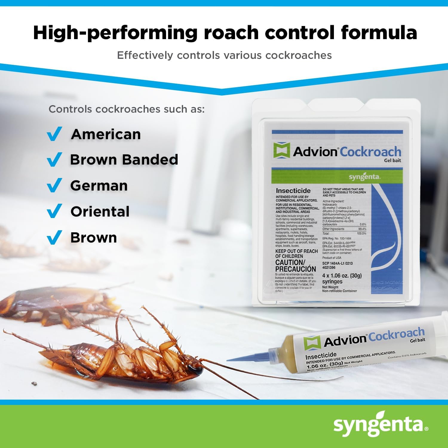 Advion Cockroach Gel Bait, 4 Tubes x 30-Grams, 1 Plunger and 2 Tips, German Roach Insect Pest Control, Indoor and Outdoor Use, Roach Killer Gel for American, German and Other Major Cockroach Species7