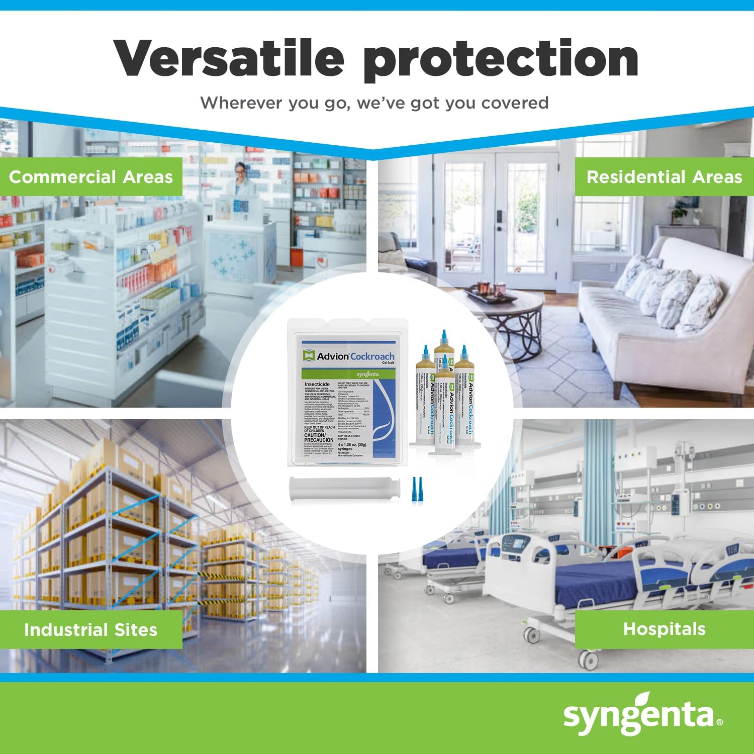 Advion Cockroach Gel Bait, 4 Tubes x 30-Grams, 1 Plunger and 2 Tips, Indoor and Outdoor Use, Roach Killer Gel for American, German and Other Major Cockroach Species (2 Pack)0