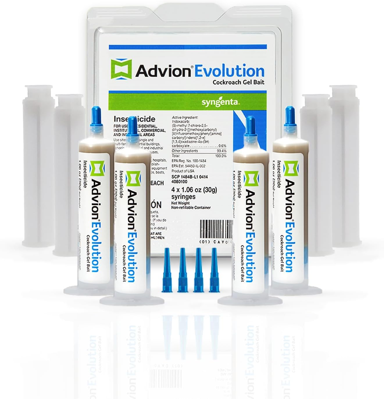Advion Evolution Cockroach Gel Bait, 4 Tubes x 30-Grams, 1 Plunger and 2 Application Tips, Formulated with Indoxacarb, Enhanced Formulation, Ready-to-Use Roach Killer for Indoor and Outdoor Use Advion Evolution Cockroach Gel Bait, 4 Tubes x 30-Grams, 1 Plunger and 2 Application Tips, Formulated with Indoxacarb, Enhanced Formulation, Ready-to-Use Roach Killer for Indoor and Outdoor Use