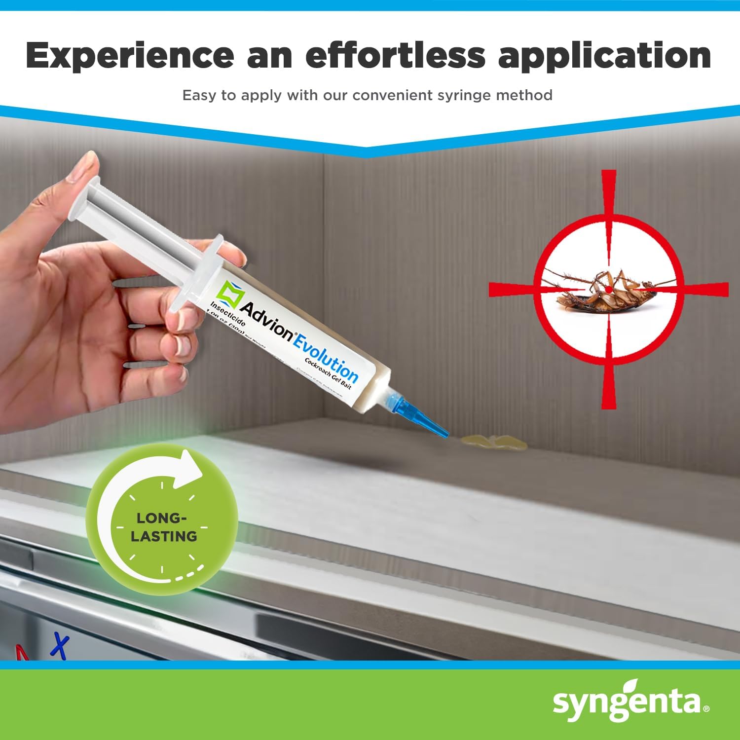 Advion Evolution Cockroach Gel Bait, 4 Tubes x 30-Grams, 1 Plunger and 2 Application Tips, Formulated with Indoxacarb, Enhanced Formulation, Ready-to-Use Roach Killer for Indoor and Outdoor Use7