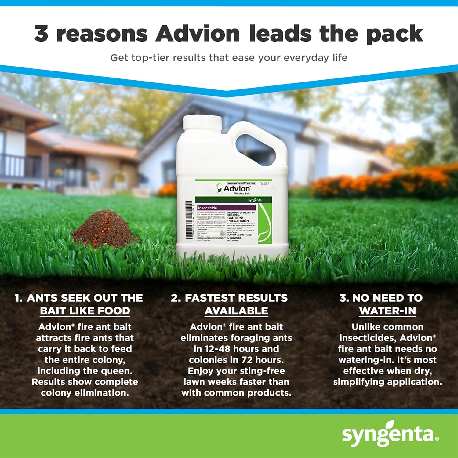 Advion Fire Ant Bait, 2-lb. Shaker Bottle, Highly Effective Fire Ant Bait, Formulated with 0.045% Indoxacarb, Outdoor Use, for Fast-Acting Control of Fire Ants4