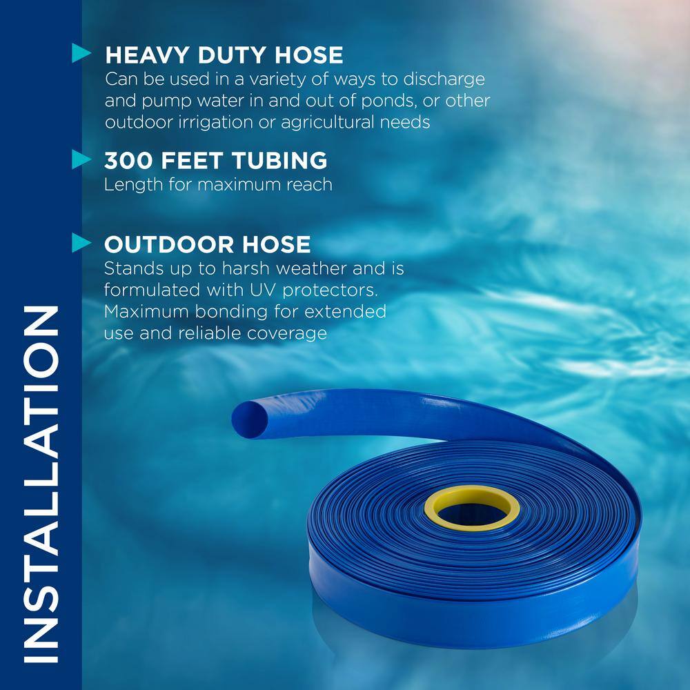 Alpine Corporation FDH200 2 in. Diameter x 300 ft. Heavy Duty PVC Lay Flat Water Discharge and Backwash Hose for Draining Pools, Ponds and More3