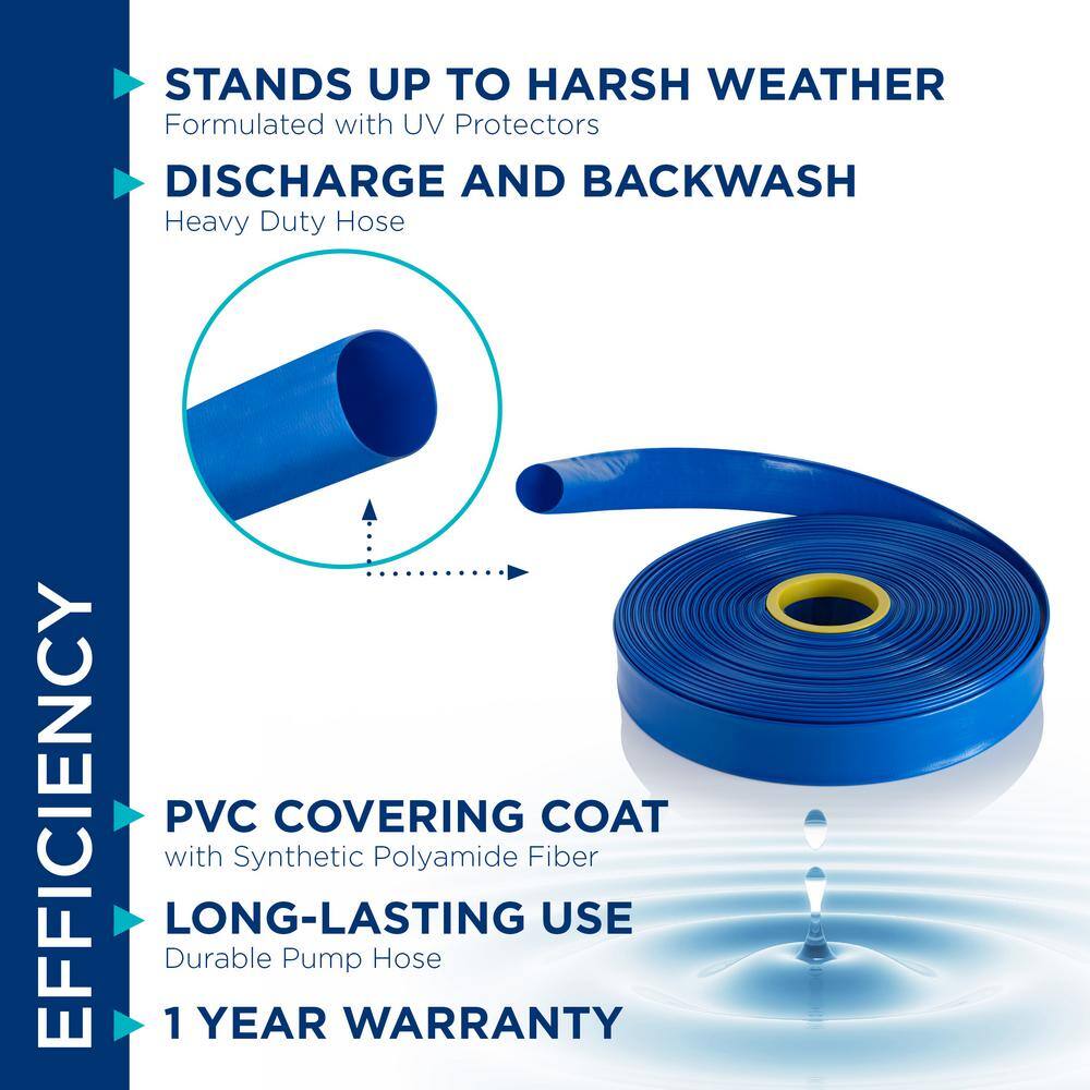 Alpine Corporation FDH200 2 in. Diameter x 300 ft. Heavy Duty PVC Lay Flat Water Discharge and Backwash Hose for Draining Pools, Ponds and More5
