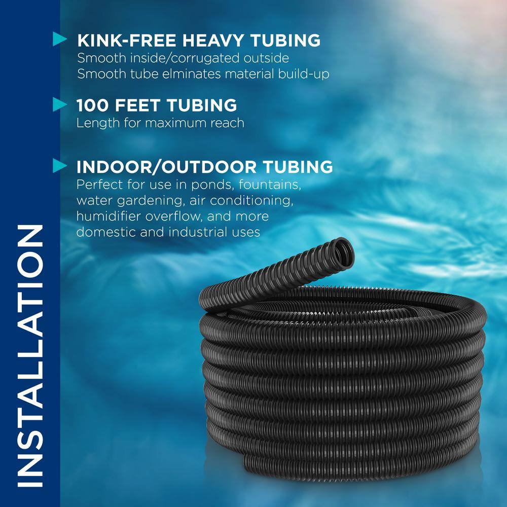 Alpine Corporation KFH112 1-1 2 in. I.D. x 100 ft. Multi-Use Pond Black Kink Free, Corrugated, Non-Kink Flexible PVC Tubing2
