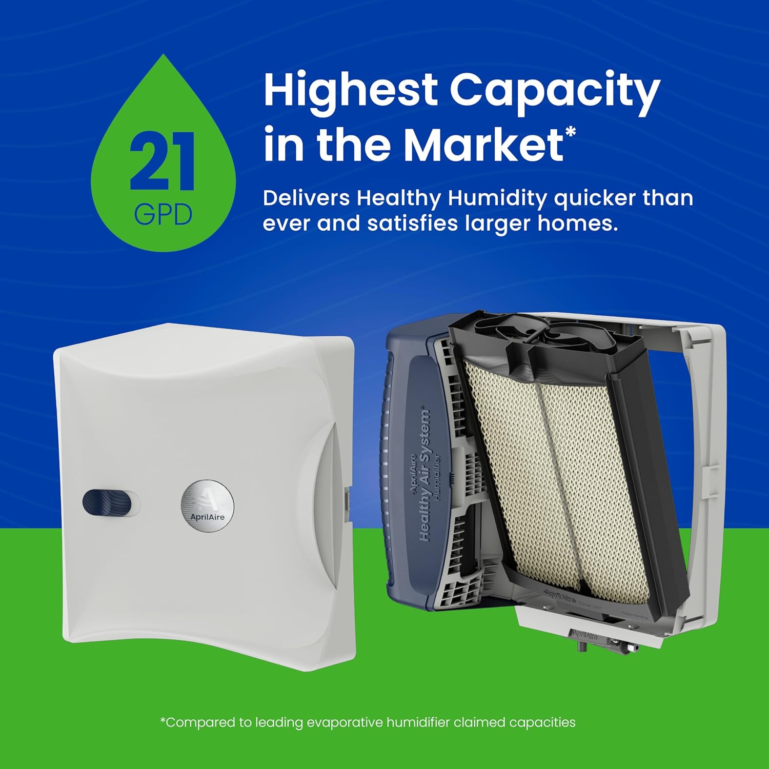 AprilAire 720MKZ Whole-House Fan-Powered Evaporative Humidifier – 21 GPD, Water Saving, Manual Control, Installation Kit, for up to 6,250 Sq. Ft., Part of the AprilAire Healthy Air System1