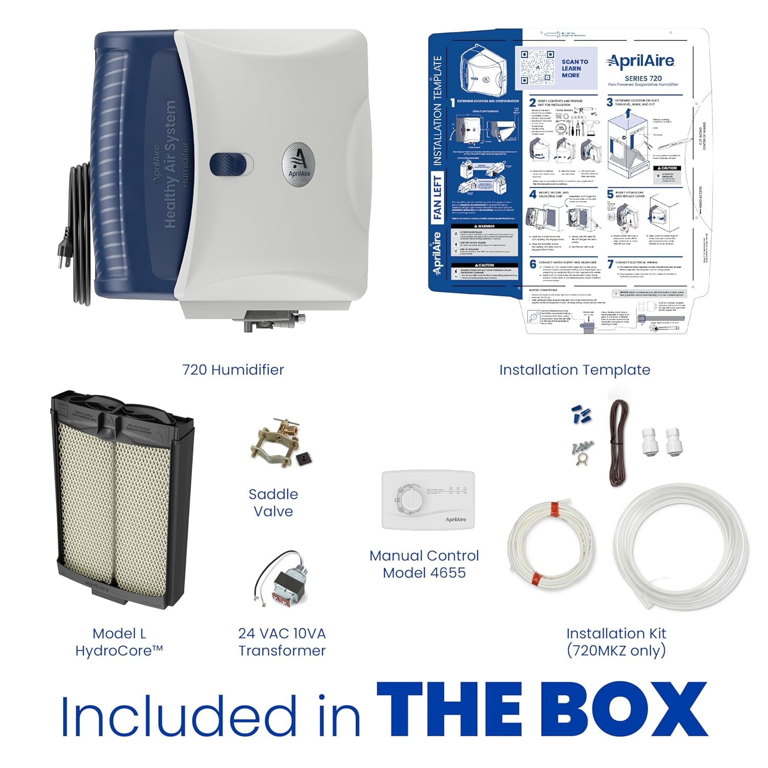 AprilAire 720MKZ Whole-House Fan-Powered Evaporative Humidifier – 21 GPD, Water Saving, Manual Control, Installation Kit, for up to 6,250 Sq. Ft., Part of the AprilAire Healthy Air System11