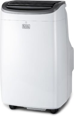 BLACK+DECKER Portable Air Conditioner, 9,000 BTU (5,300 BTU SACC) for Rooms up to 400 Sq. Ft., Portable AC with Follow Me Remote Control and Window Kit, BPACT08WT, White