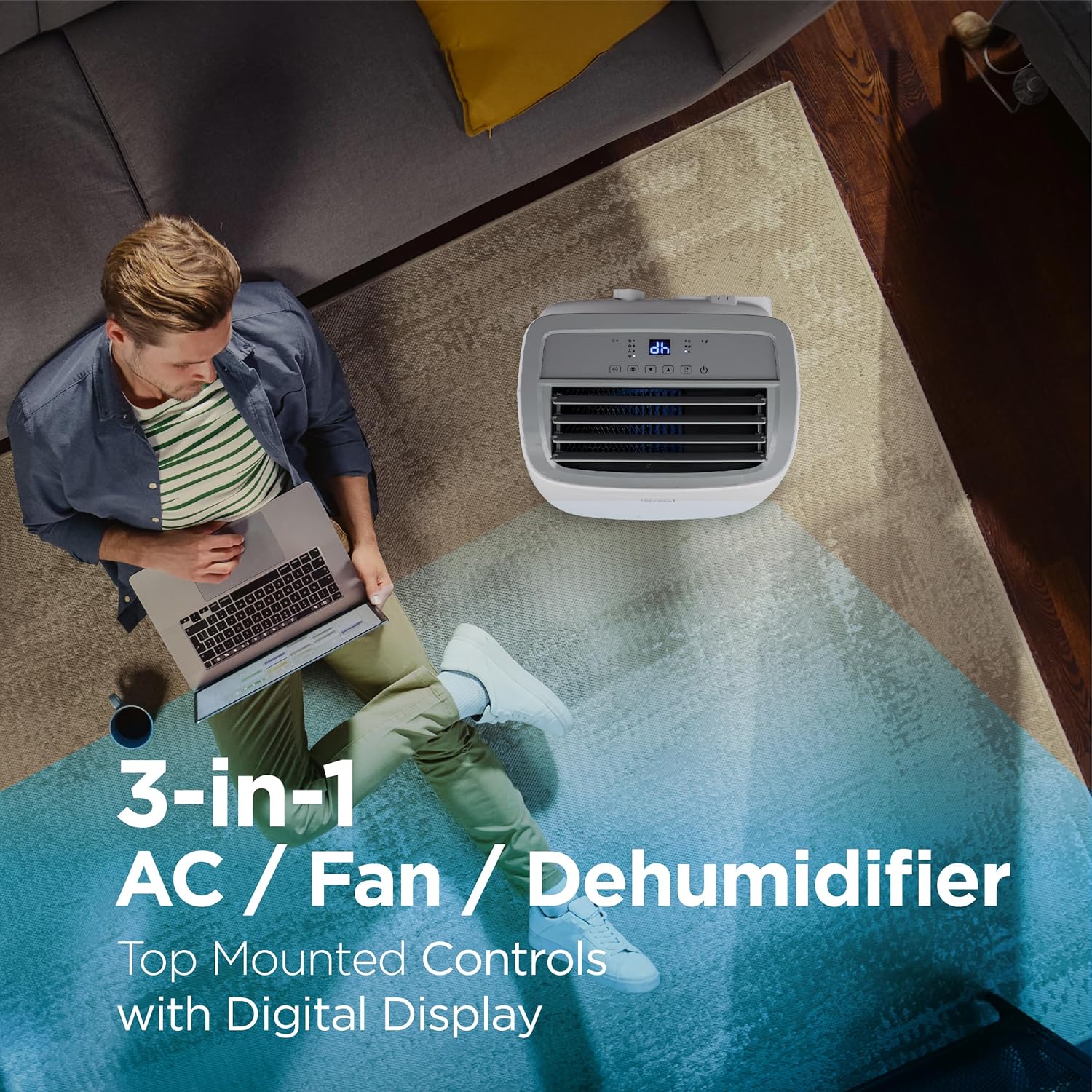 BLACK+DECKER Portable Air Conditioner, 9,000 BTU (5,300 BTU SACC) for Rooms up to 400 Sq. Ft., Portable AC with Follow Me Remote Control and Window Kit, BPACT08WT, White2