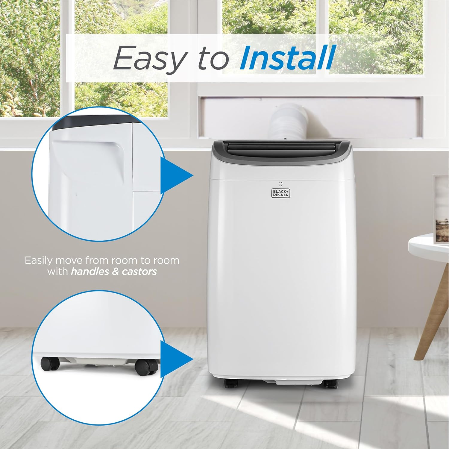 BLACK+DECKER Portable Air Conditioner, 9,000 BTU (5,300 BTU SACC) for Rooms up to 400 Sq. Ft., Portable AC with Follow Me Remote Control and Window Kit, BPACT08WT, White6