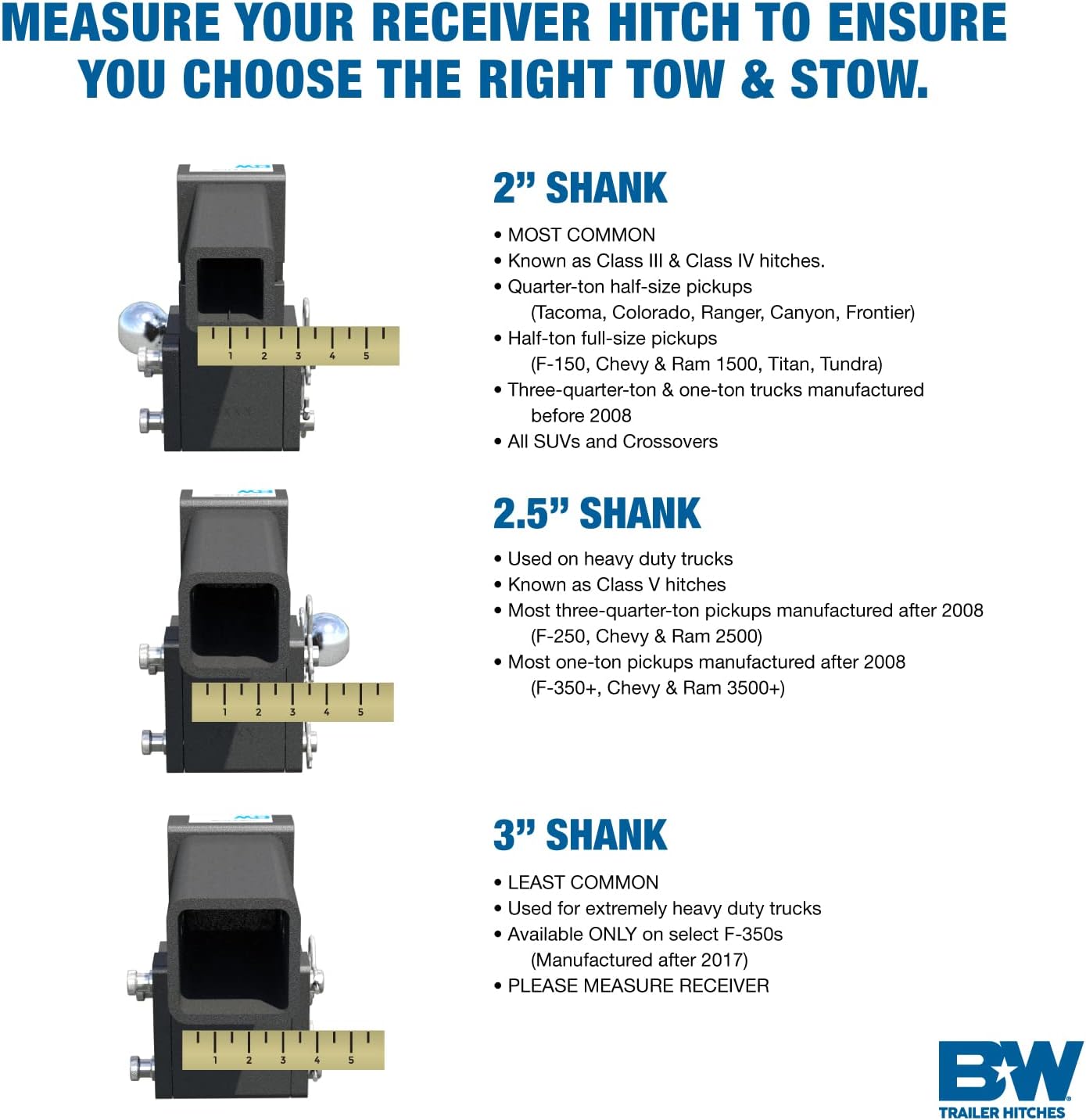 B&W Trailer Hitches B&W MultiPro Tow & Stow - Fits 2.5 Receiver, Tri-Ball (1-7 8 x 2 x 2-5 16) 18,000 GTW - TS20067BMP11