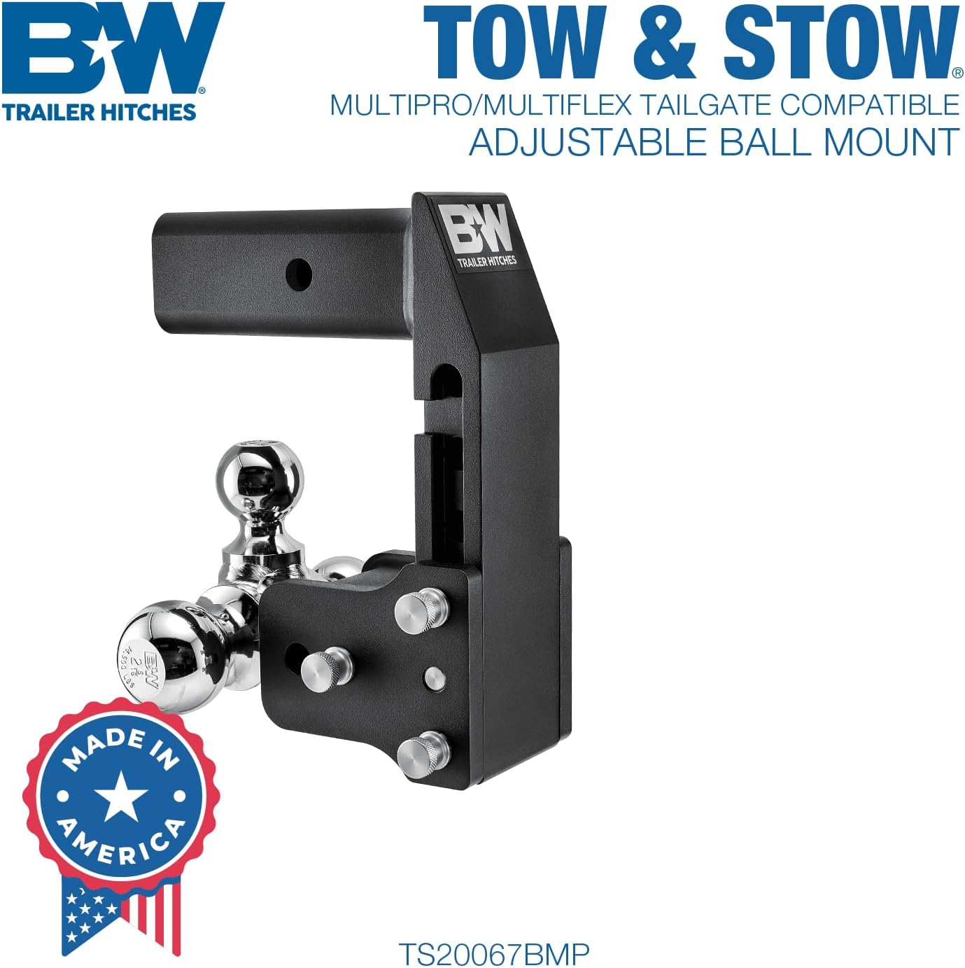 B&W Trailer Hitches B&W MultiPro Tow & Stow - Fits 2.5 Receiver, Tri-Ball (1-7 8 x 2 x 2-5 16) 18,000 GTW - TS20067BMP3