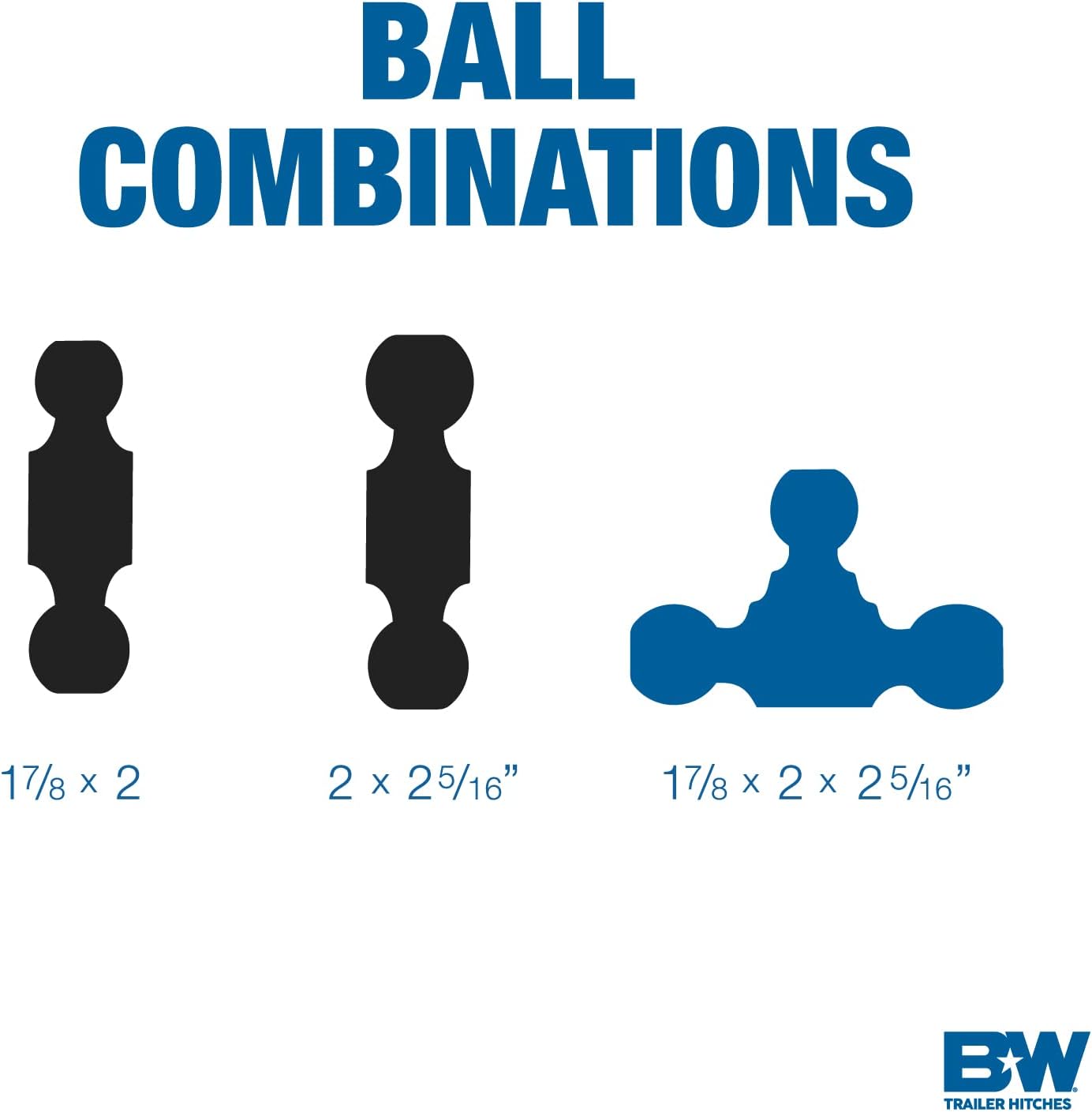 B&W Trailer Hitches Tow & Stow Adjustable Trailer Hitch Ball Mount - Fits 2 Receiver, Tri-Ball (1-7 8 x 2 x 2-5 16), 7 Drop, 10,000 GTW - TS10049B4
