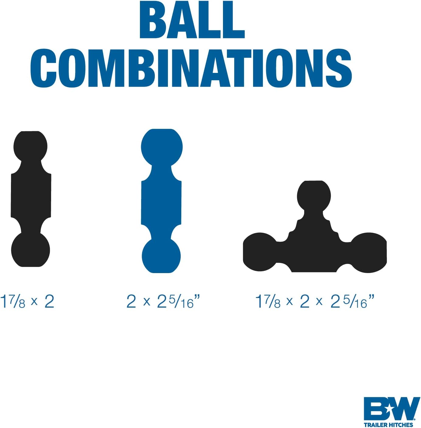 B&W Trailer Hitches Tow & Stow Adjustable Trailer Hitch Ball Mount - Fits 2.5 Receiver, Dual Ball (2 x 2-5 16), 7 Drop, 18,000 GTW - TS20040B3