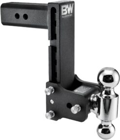 B&W Trailer Hitches Tow & Stow Adjustable Trailer Hitch Ball Mount - Fits 2.5" Receiver, Dual Ball (2" x 2-5/16"), 8.5" Drop, 18,000 GTW - TS20043B